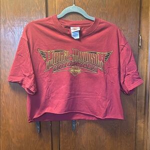 Harley-Davidson Maroon and Gold Cropped Logo Tee